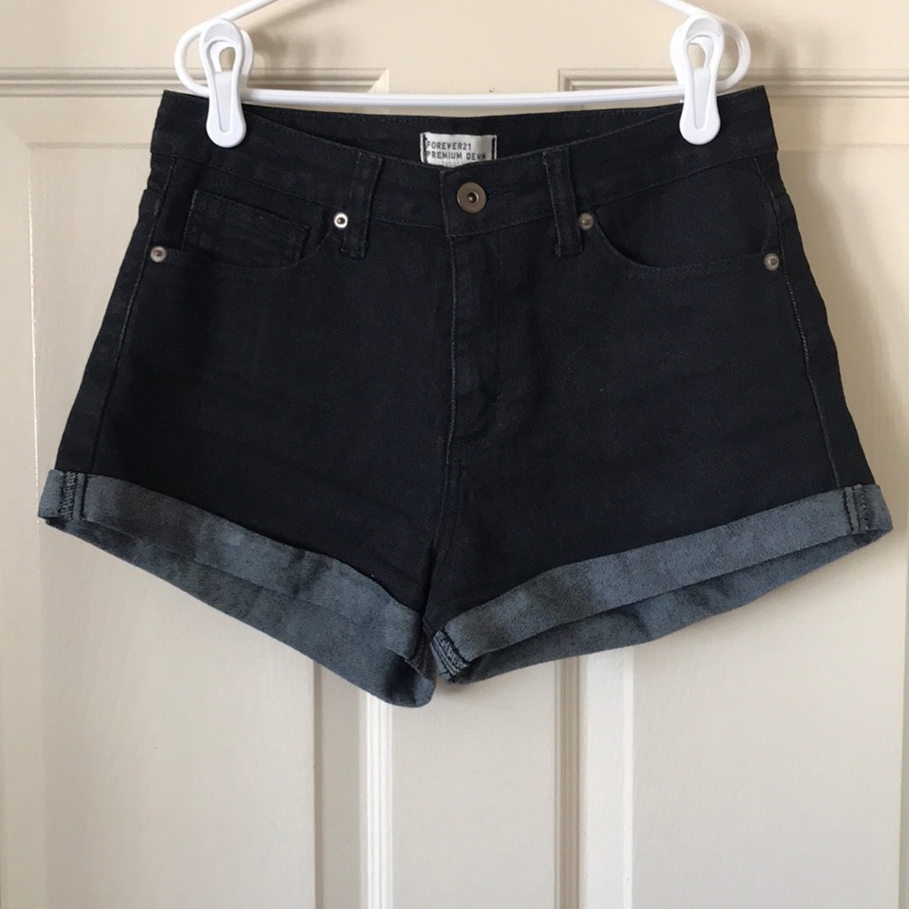 Forever 21 black denim shorts